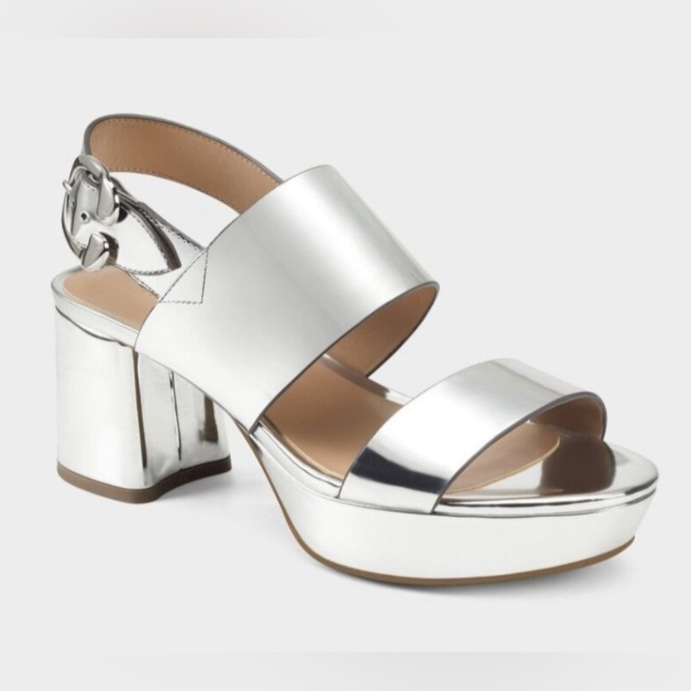 📸 Aerosoles Camera Silver Platform Heels